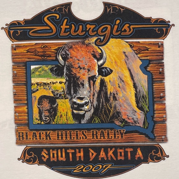2007 South Dakota Sturgis Black Hills Rally front and back Shirt 🦬🏍 - Picture 2 of 4